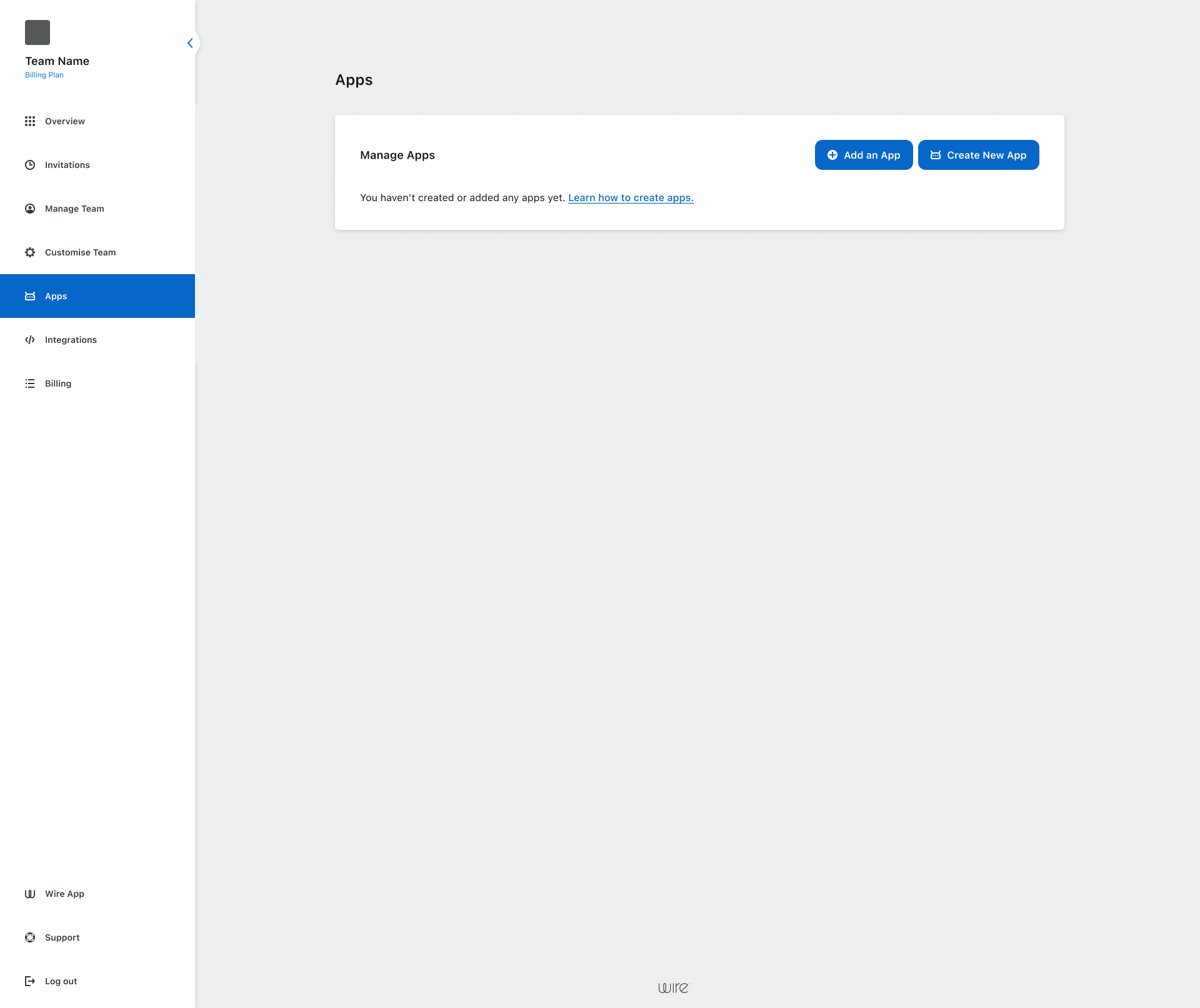 Empty Apps Dashboard